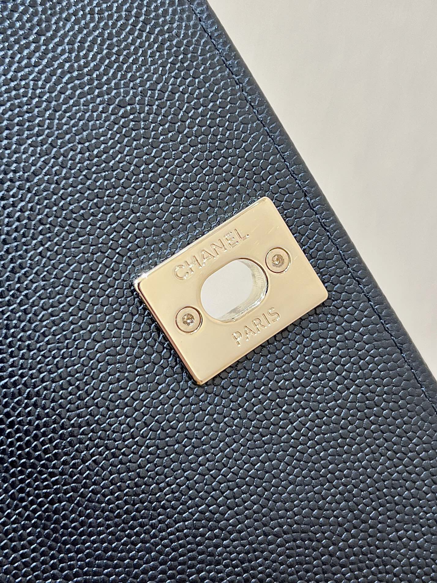 CC 24K ココ ハンレ ナノ 18cm ブラック グレインカーフスキン ゴールド金具