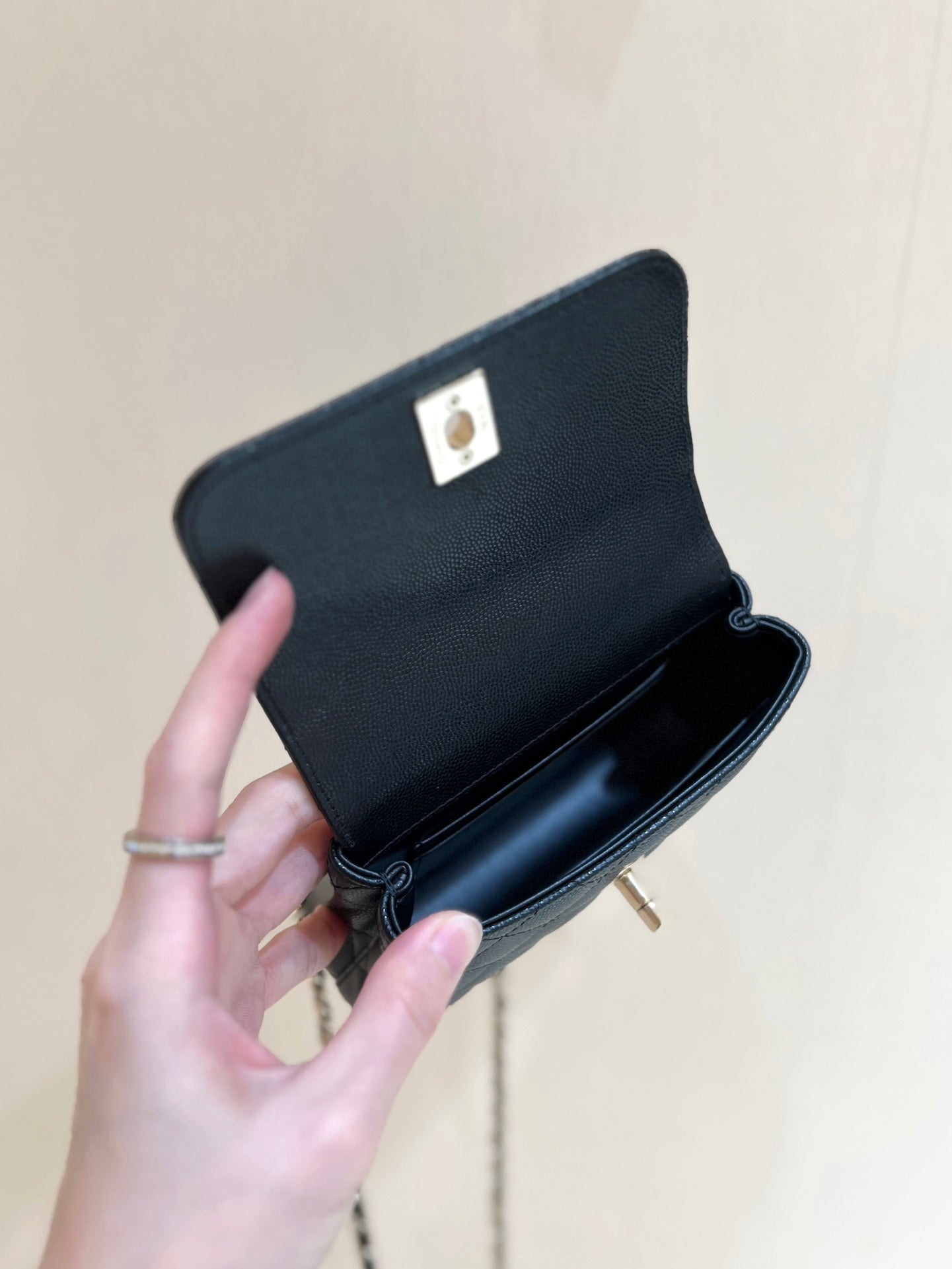 CC 24K ココ ハンレ ナノ 18cm ブラック グレインカーフスキン ゴールド金具
