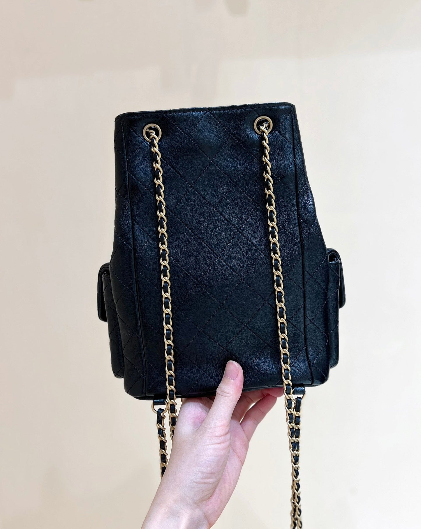 25C バックパック 18cm ブラック カーフシン ゴールド金具