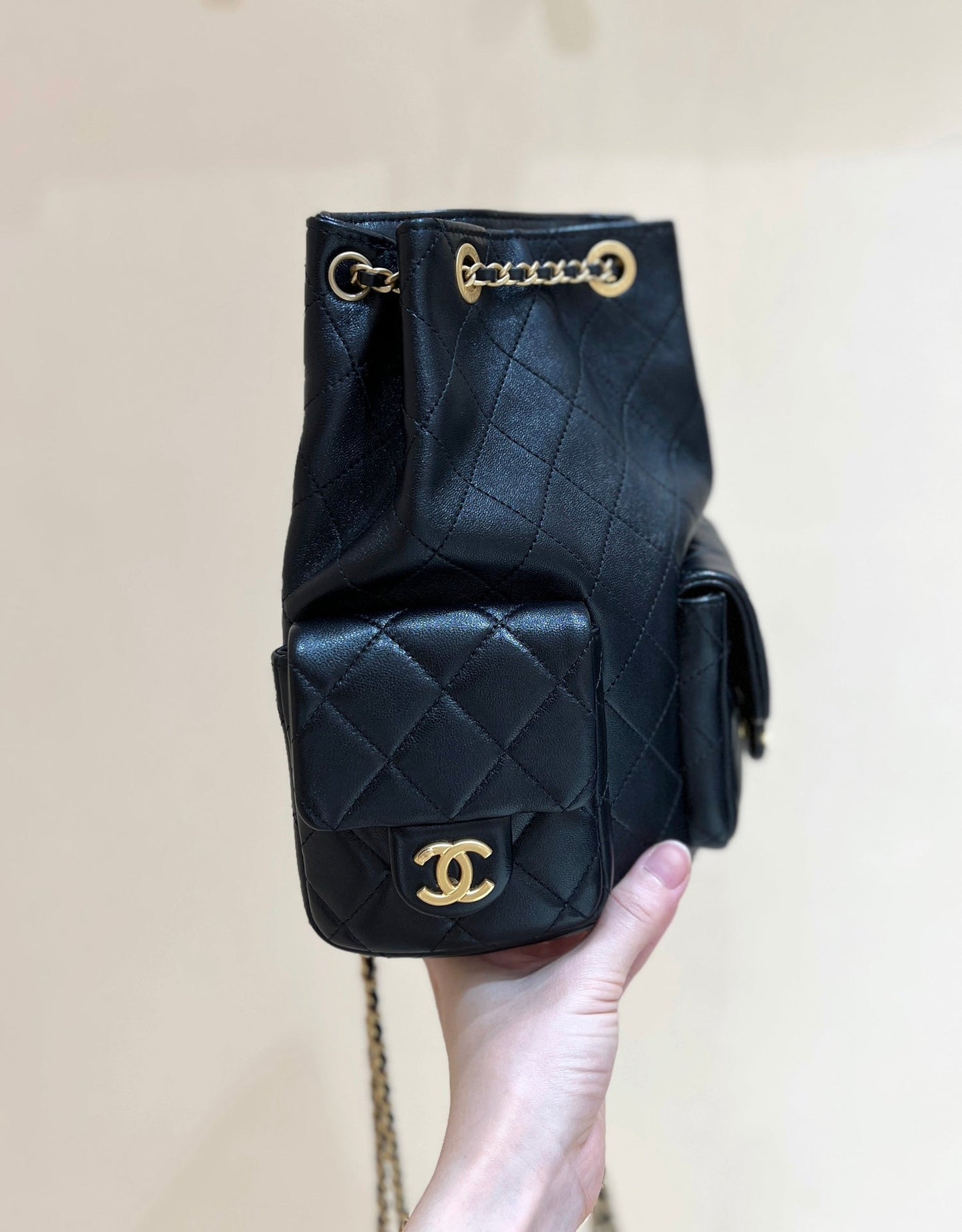25C バックパック 18cm ブラック カーフシン ゴールド金具
