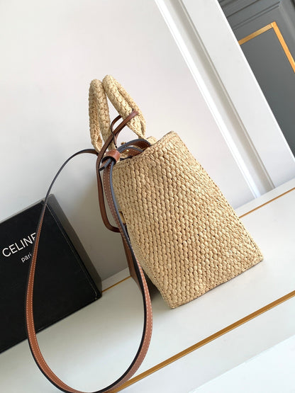 小さなカバタイ 27cm ラフィア ブラウン カーフスキン
