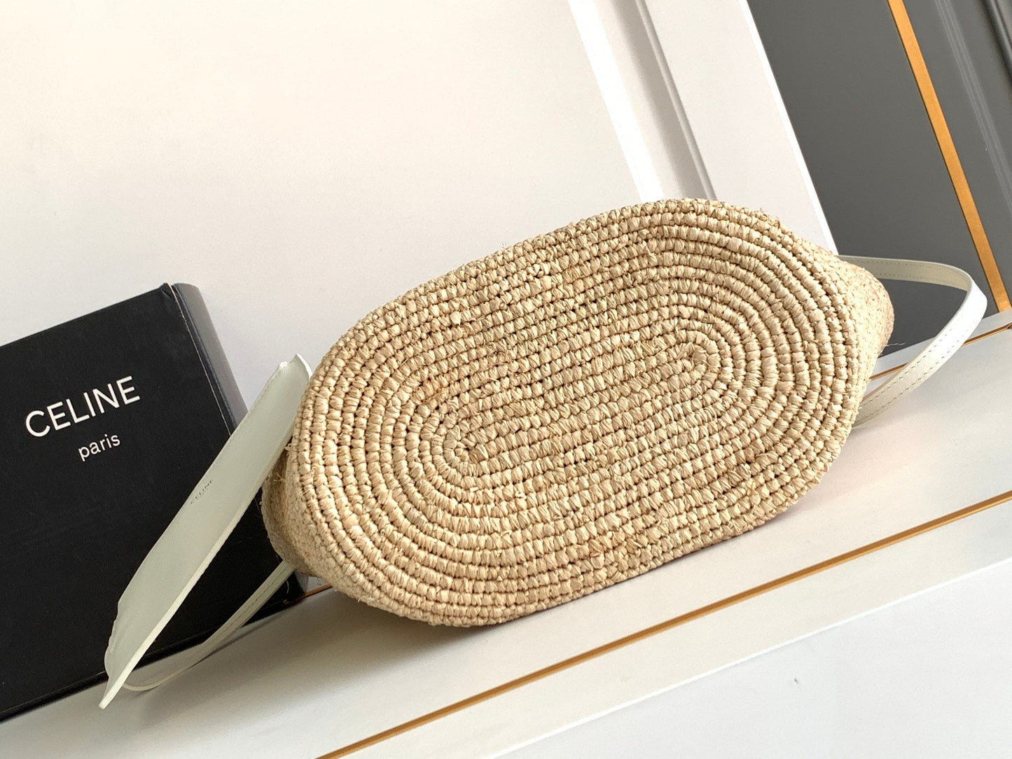 Sac à dos classique souple pour adolescent 21 cm en raphia et cuir de veau blanc