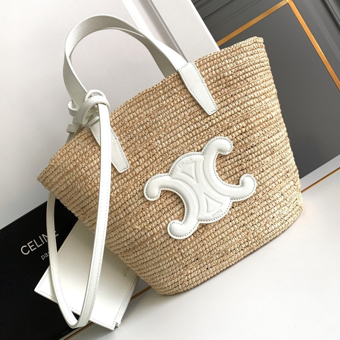 Sac à dos classique souple pour adolescent 21 cm en raphia et cuir de veau blanc