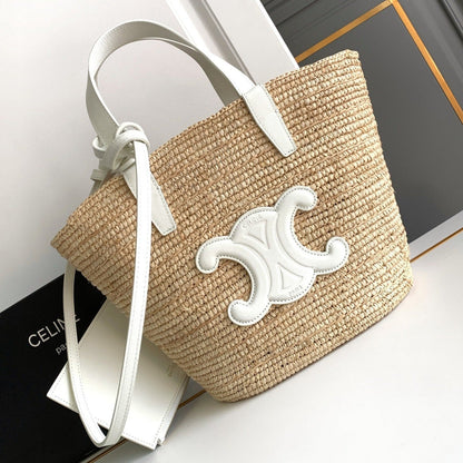 Sac à dos classique souple pour adolescent 21 cm en raphia et cuir de veau blanc