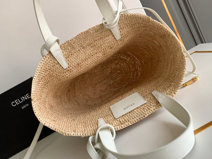 Sac à dos classique souple pour adolescent 21 cm en raphia et cuir de veau blanc