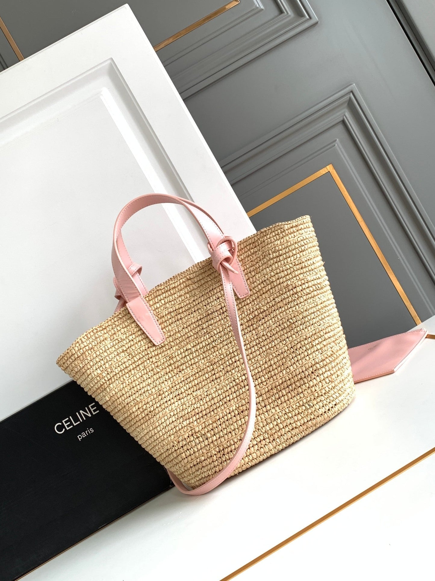 Sac à dos classique souple pour adolescent 21 cm en cuir de veau rose raphia