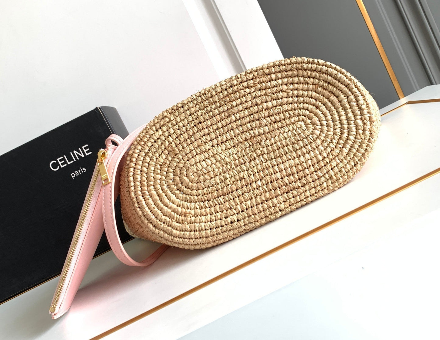 Sac à dos classique souple pour adolescent 21 cm en cuir de veau rose raphia