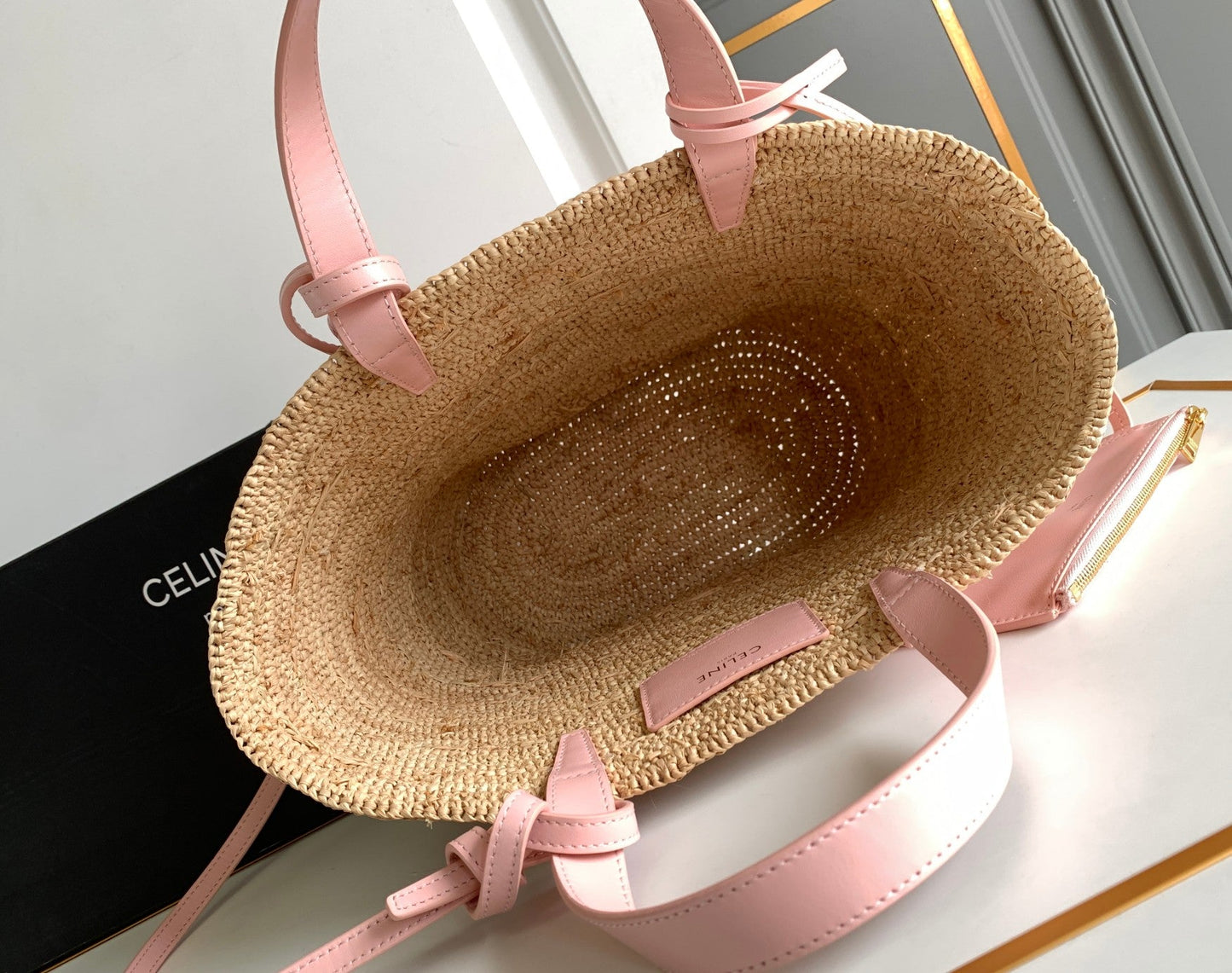 Sac à dos classique souple pour adolescent 21 cm en cuir de veau rose raphia
