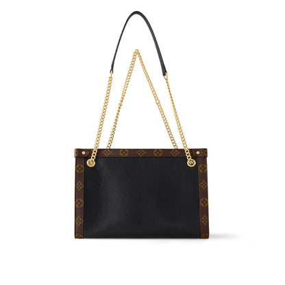 NOVA PM 31 EN CUIR DE VEAU NOIR ET GARNITURE EN TOILE MONOGRAMME MARRON