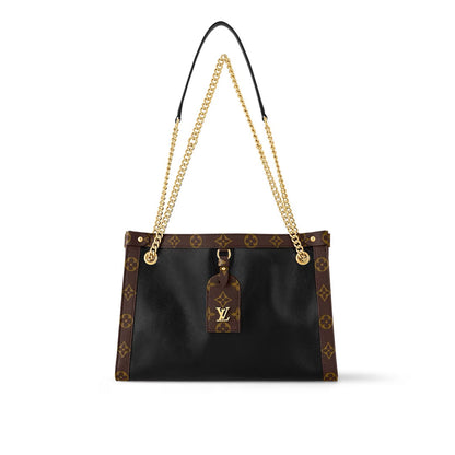 NOVA PM 31 EN CUIR DE VEAU NOIR ET GARNITURE EN TOILE MONOGRAMME MARRON