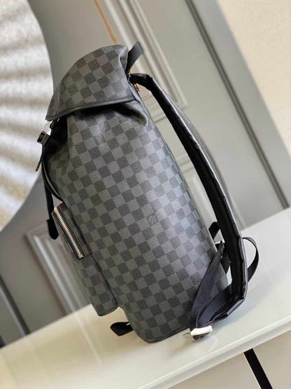 SAC À DOS 44 EN TOILE DAMIER GRAPHITE GUN METAL