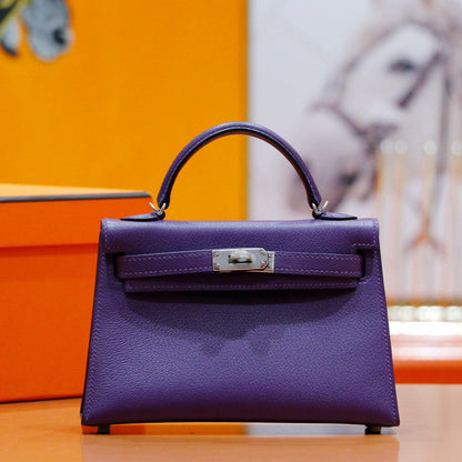 HM Mini Kelly 19 cm Violet Epsom Quincaillerie dorée