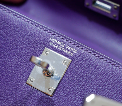 HM Mini Kelly 19 cm Violet Epsom Quincaillerie dorée