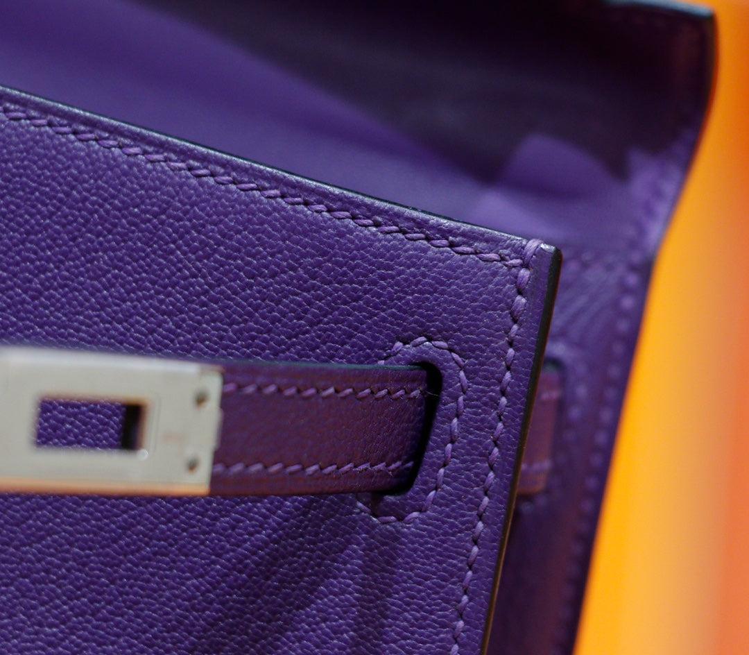 HM Mini Kelly 19 cm Violet Epsom Quincaillerie dorée