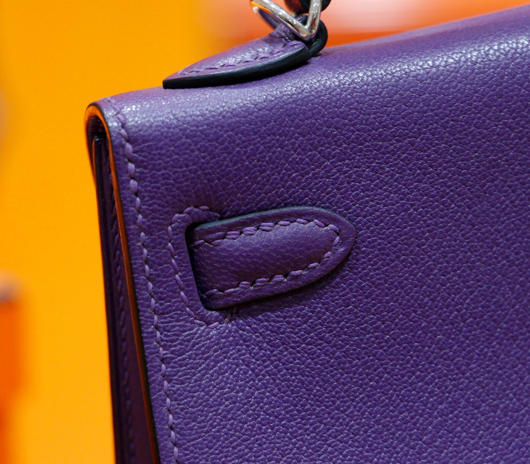 HM Mini Kelly 19 cm Violet Epsom Quincaillerie dorée