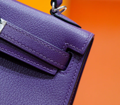 HM Mini Kelly 19 cm Violet Epsom Quincaillerie dorée