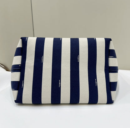 GRAND ROULEAU 33 EN TISSU JACQUARD BLEU NUIT MÉLANGÉ BLANC