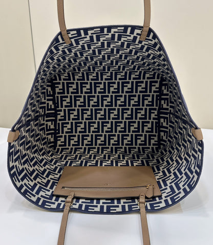 GRAND ROULEAU 33 EN TISSU JACQUARD BLEU NUIT MÉLANGÉ BLANC