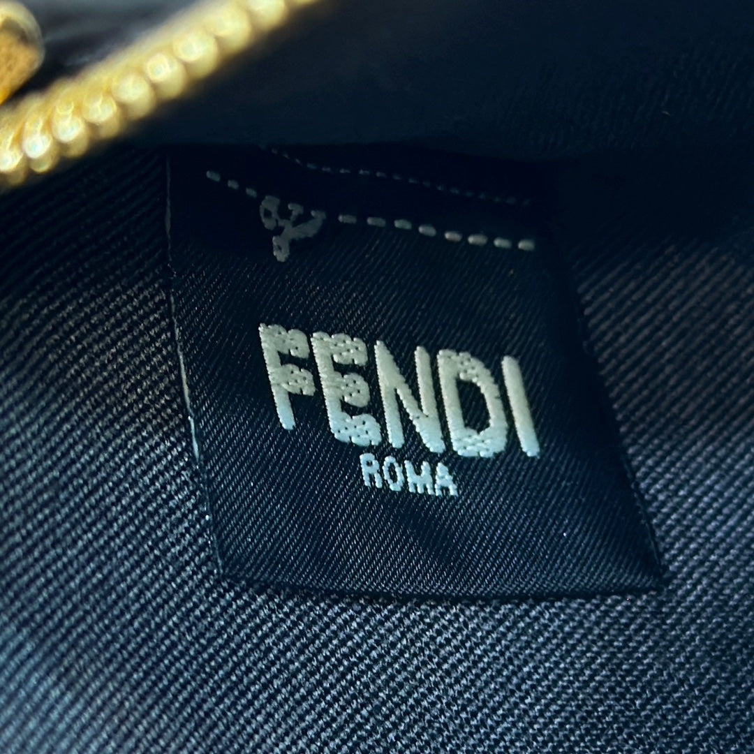Sac cabas Fendi Roll 22 en toile bleu nuit et blanc mélangés