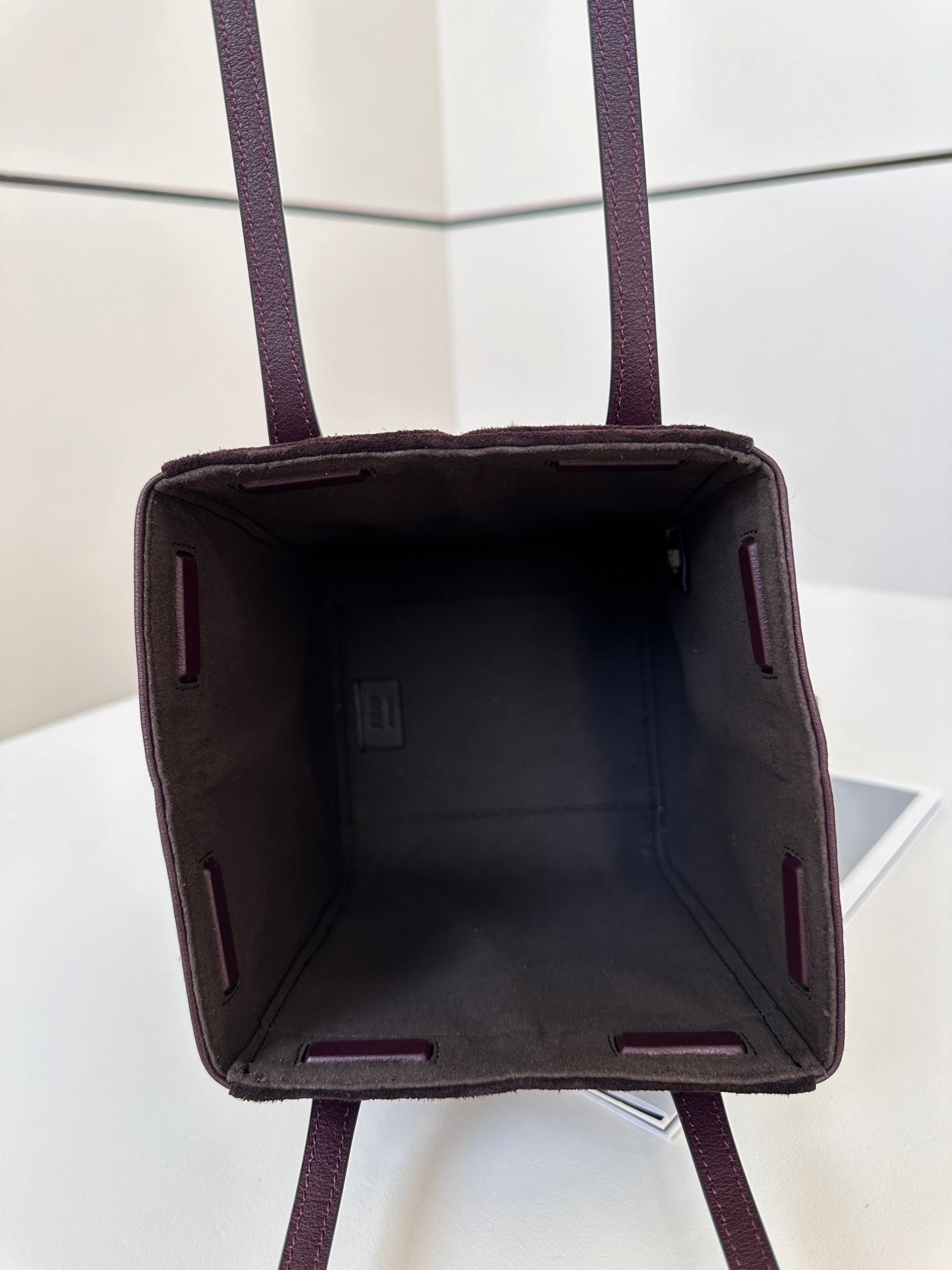 ORIGAMI MINI 19 EN CUIR D'AGNEAU ET DAIM ROUGE VIN