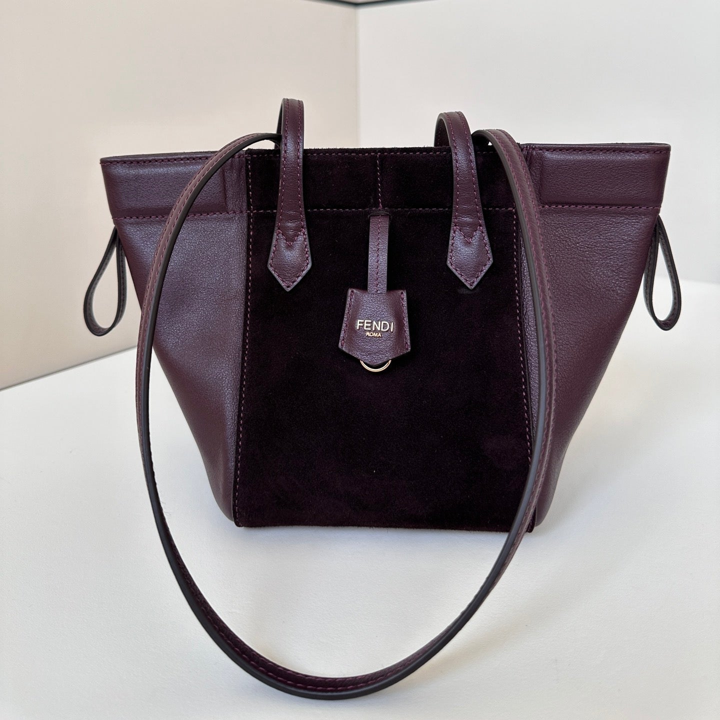 ORIGAMI MINI 19 EN CUIR D'AGNEAU ET DAIM ROUGE VIN