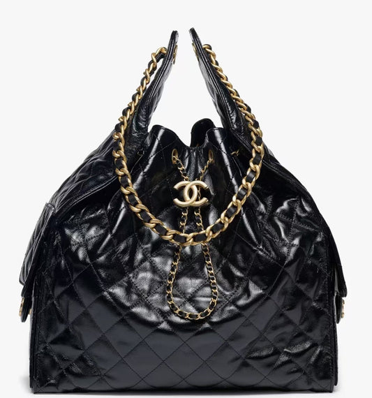 Sacs Hobo CC 25C 40 cm en cuir de veau noir
