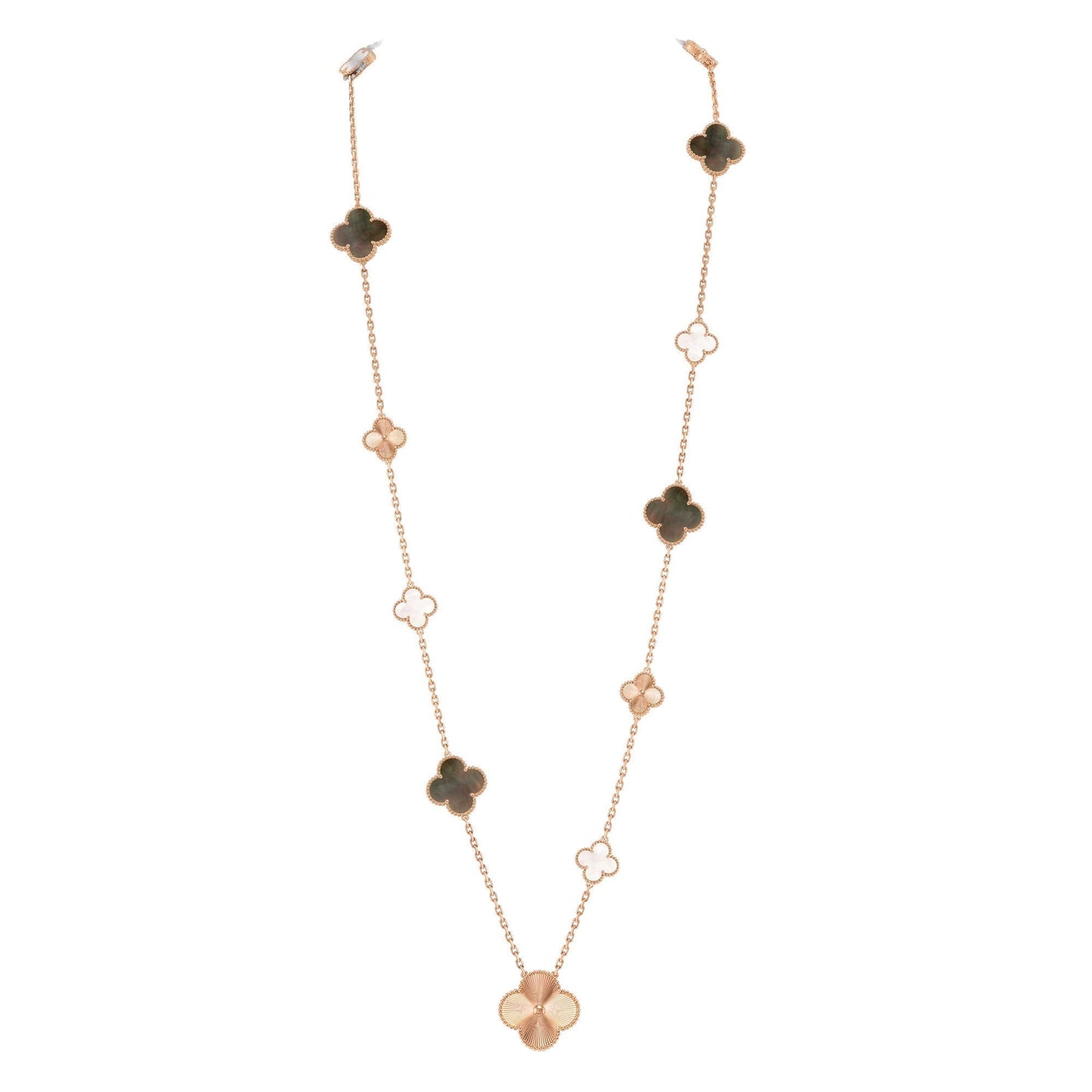 DETACHABLE CLOVER 15(11+4) FLOWER ROSE GOLD NECKLACE SET