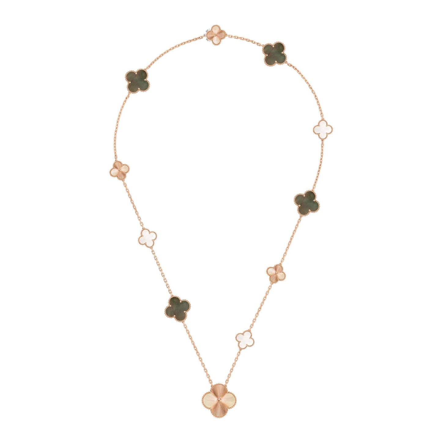 DETACHABLE CLOVER 15(11+4) FLOWER ROSE GOLD NECKLACE SET