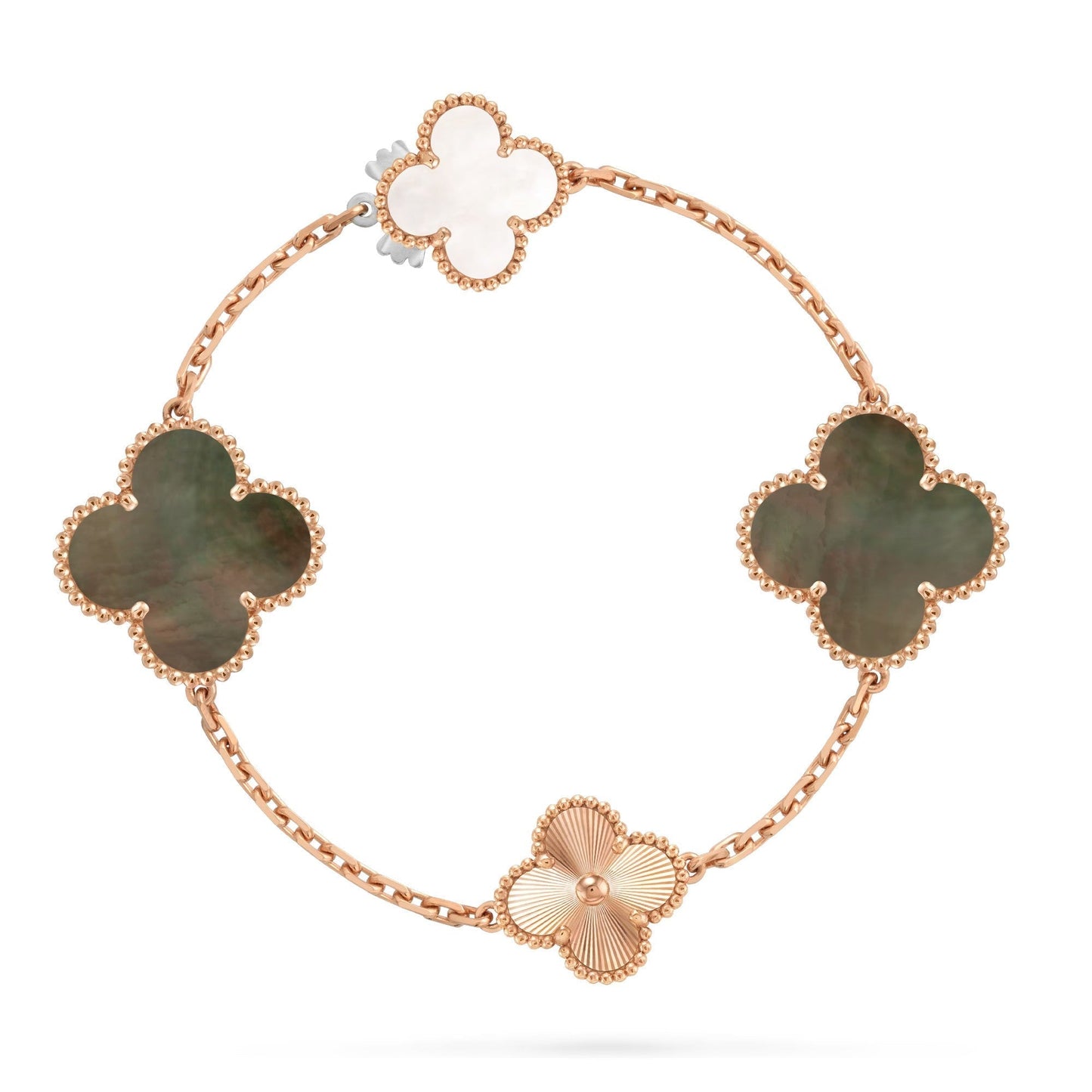 DETACHABLE CLOVER 15(11+4) FLOWER ROSE GOLD NECKLACE SET