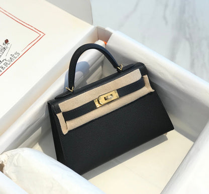 HM KELLY MINI 20 NOIR EPSOM QUINCAILLERIE OR