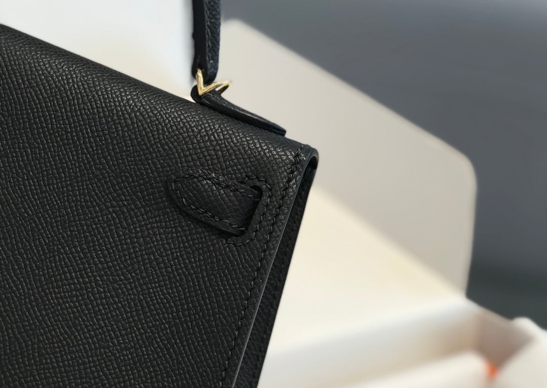 HM KELLY MINI 20 NOIR EPSOM QUINCAILLERIE OR