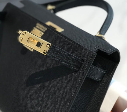 HM KELLY MINI 20 NOIR EPSOM QUINCAILLERIE OR