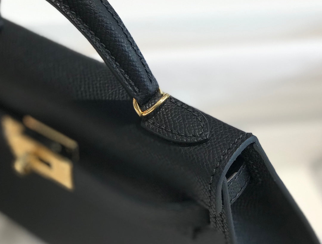HM KELLY MINI 20 NOIR EPSOM QUINCAILLERIE OR