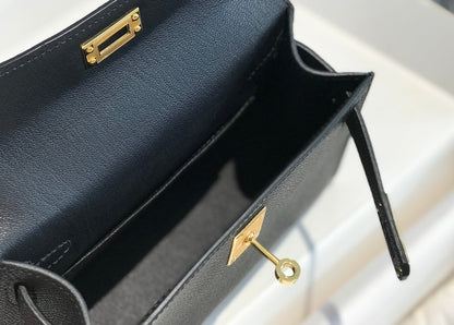 HM KELLY MINI 20 NOIR EPSOM QUINCAILLERIE OR