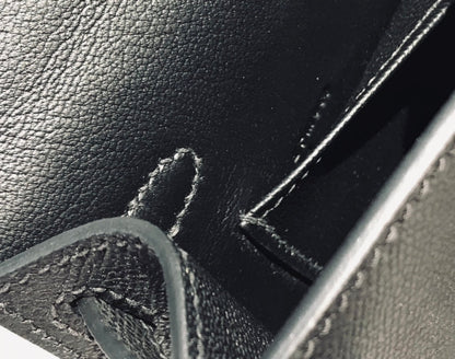 HM KELLY MINI 20 NOIR EPSOM QUINCAILLERIE ARGENTÉE