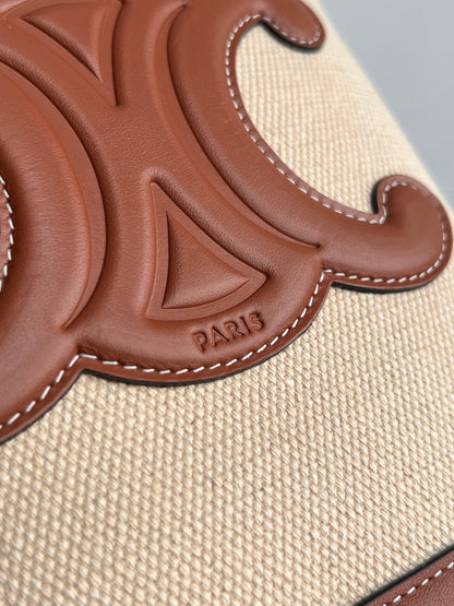 スモールバケット キュイール トリオンフ 24cm ストライプ柄テキスタイルとタンカーフスキン