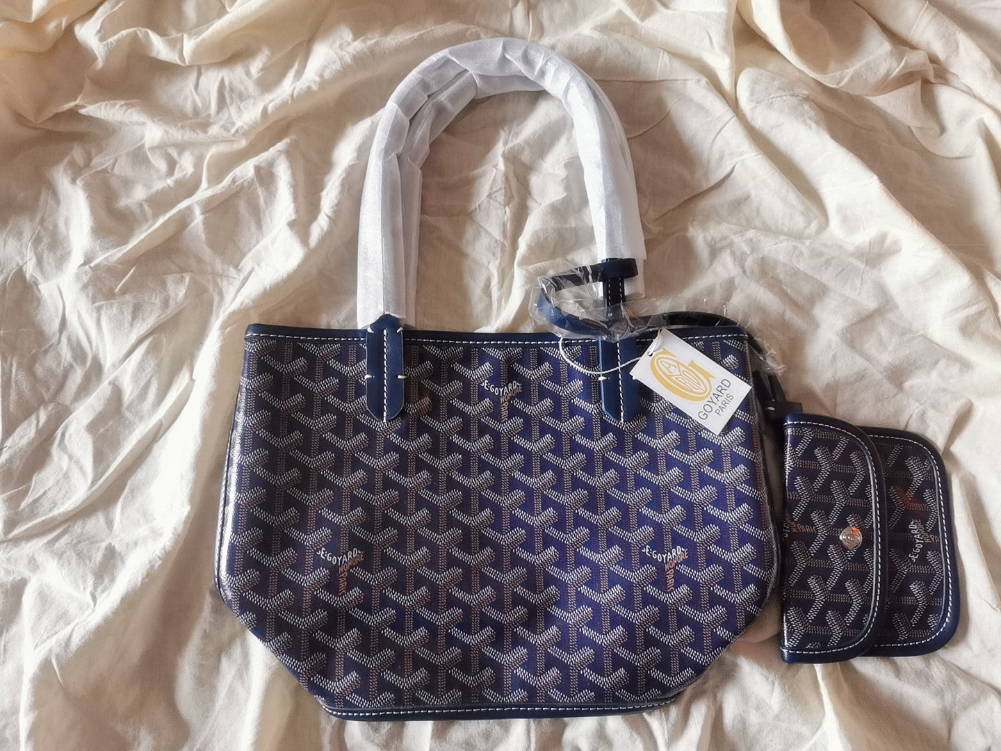 MINI SAC HOBO BOHEME 38CM TOILE BLEUE