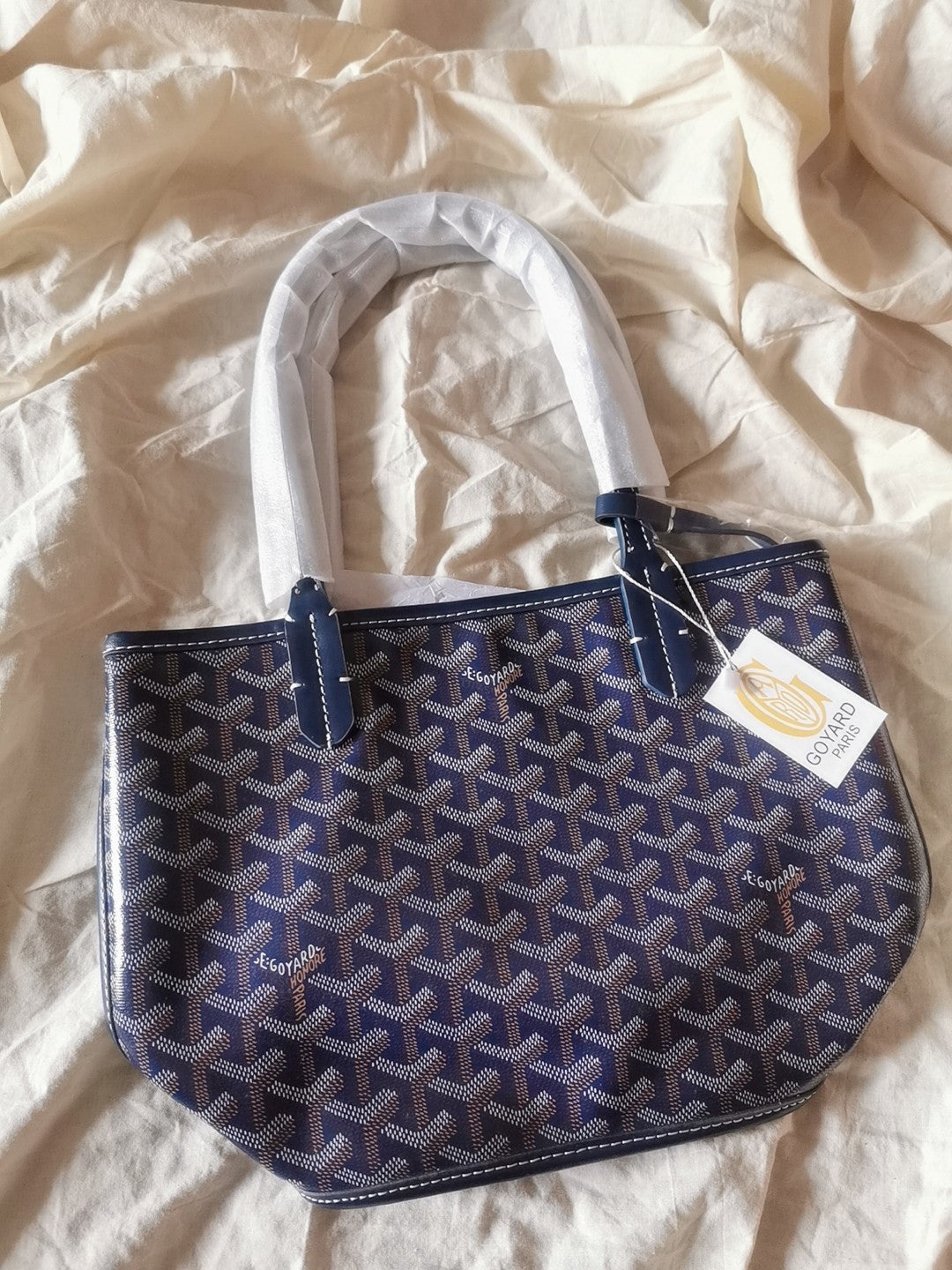 MINI SAC HOBO BOHEME 38CM TOILE BLEUE