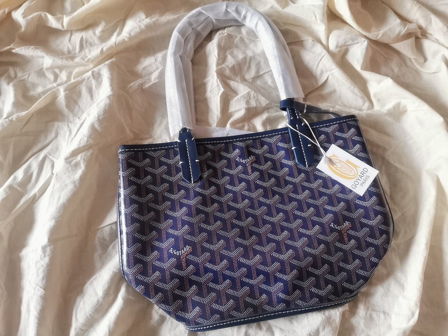 MINI SAC HOBO BOHEME 38CM TOILE BLEUE
