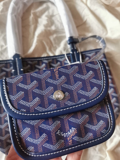 MINI SAC HOBO BOHEME 38CM TOILE BLEUE
