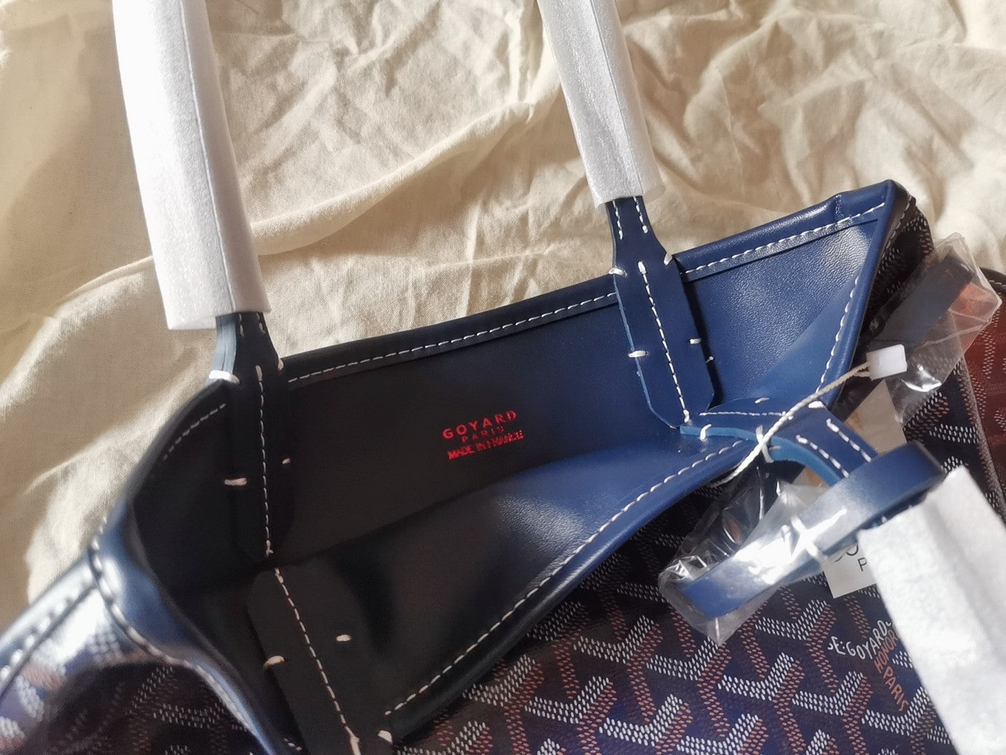 MINI SAC HOBO BOHEME 38CM TOILE BLEUE