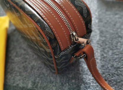 SAC CAP-VERT PM 23X8X14CM TOILE NOIR ET BRUN