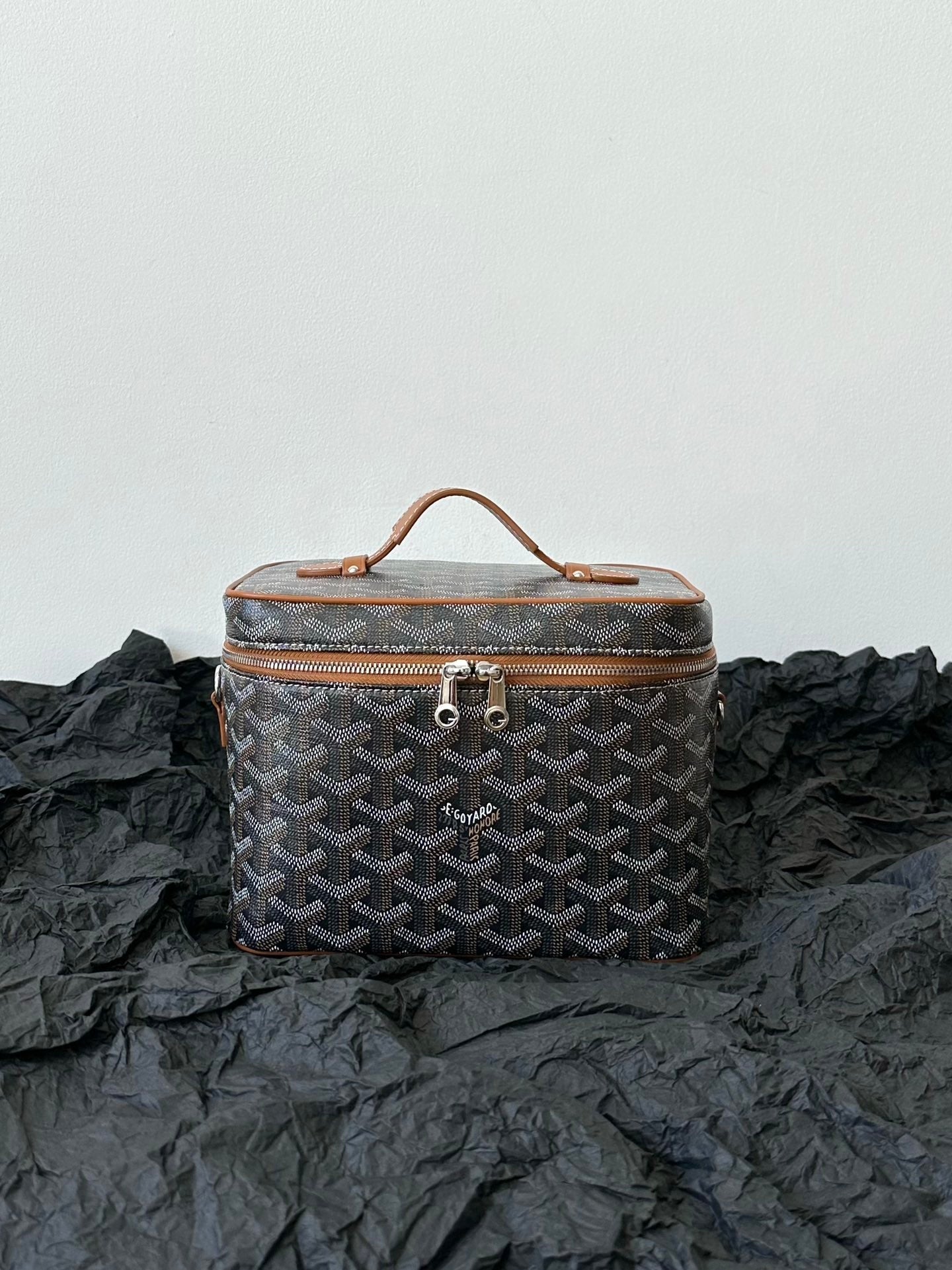 Trousse de maquillage Goya 20 cm en toile noire et beige
