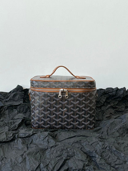Trousse de maquillage Goya 20 cm en toile noire et beige