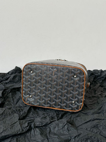 Trousse de maquillage Goya 20 cm en toile noire et beige