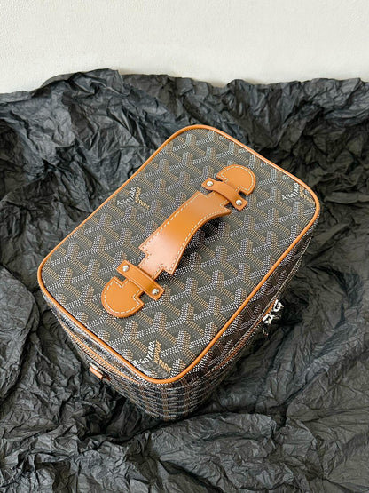 Trousse de maquillage Goya 20 cm en toile noire et beige