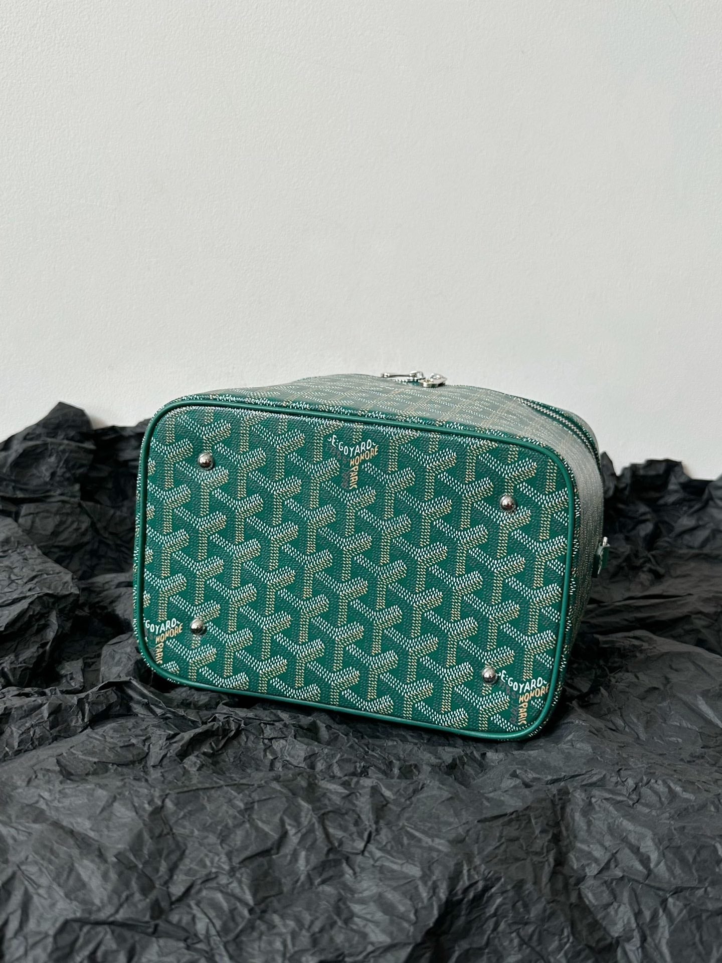 GOYA メイクアップボックスバッグ 20cm グリーン キャンバス