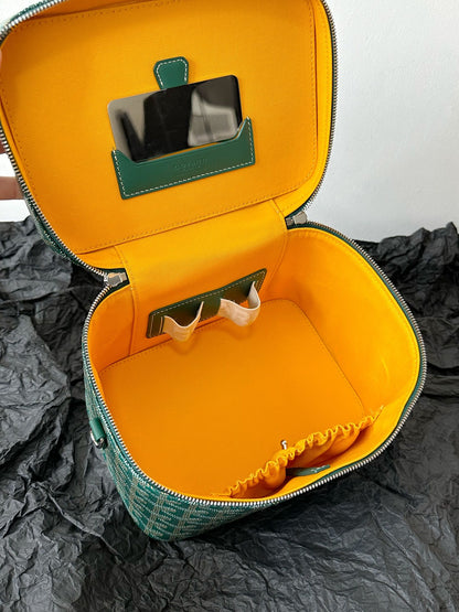 GOYA メイクアップボックスバッグ 20cm グリーン キャンバス
