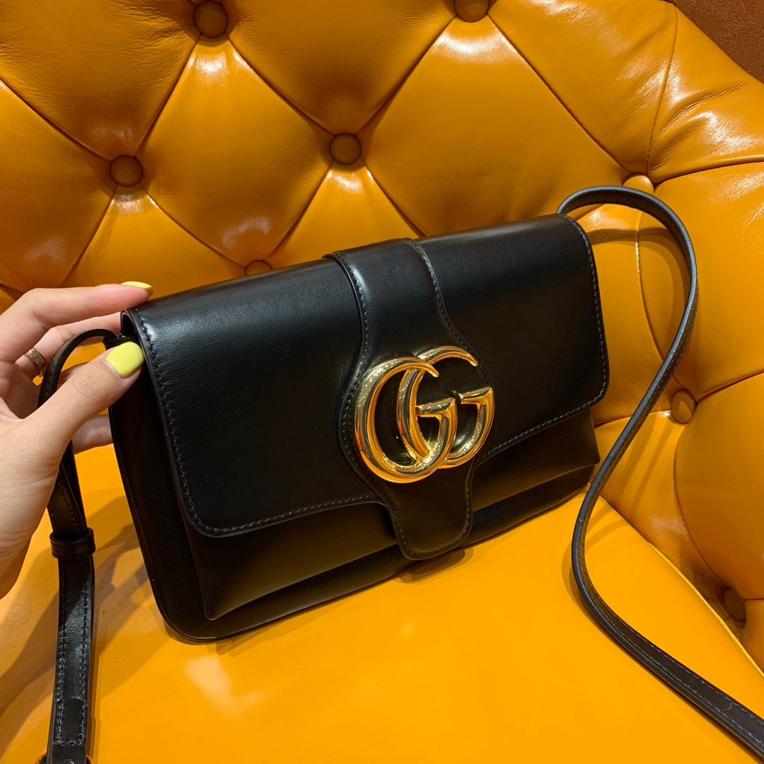 GG アルリ バッグ 25cm ブラック カーフスキン ゴールド金具