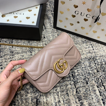 GGマーモント ミニ 16.5cm ダークベージュ カーフスキン ゴールド金具